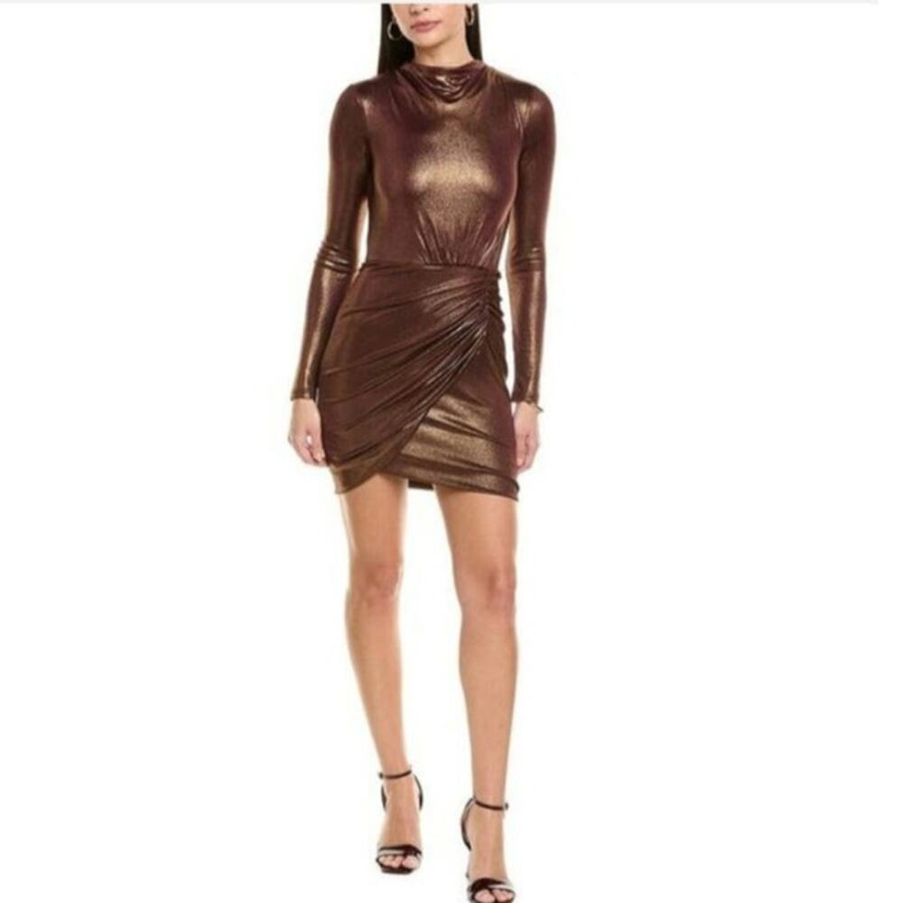 Significant Other Metallic Brown Midi Ladies Size 8 Dress